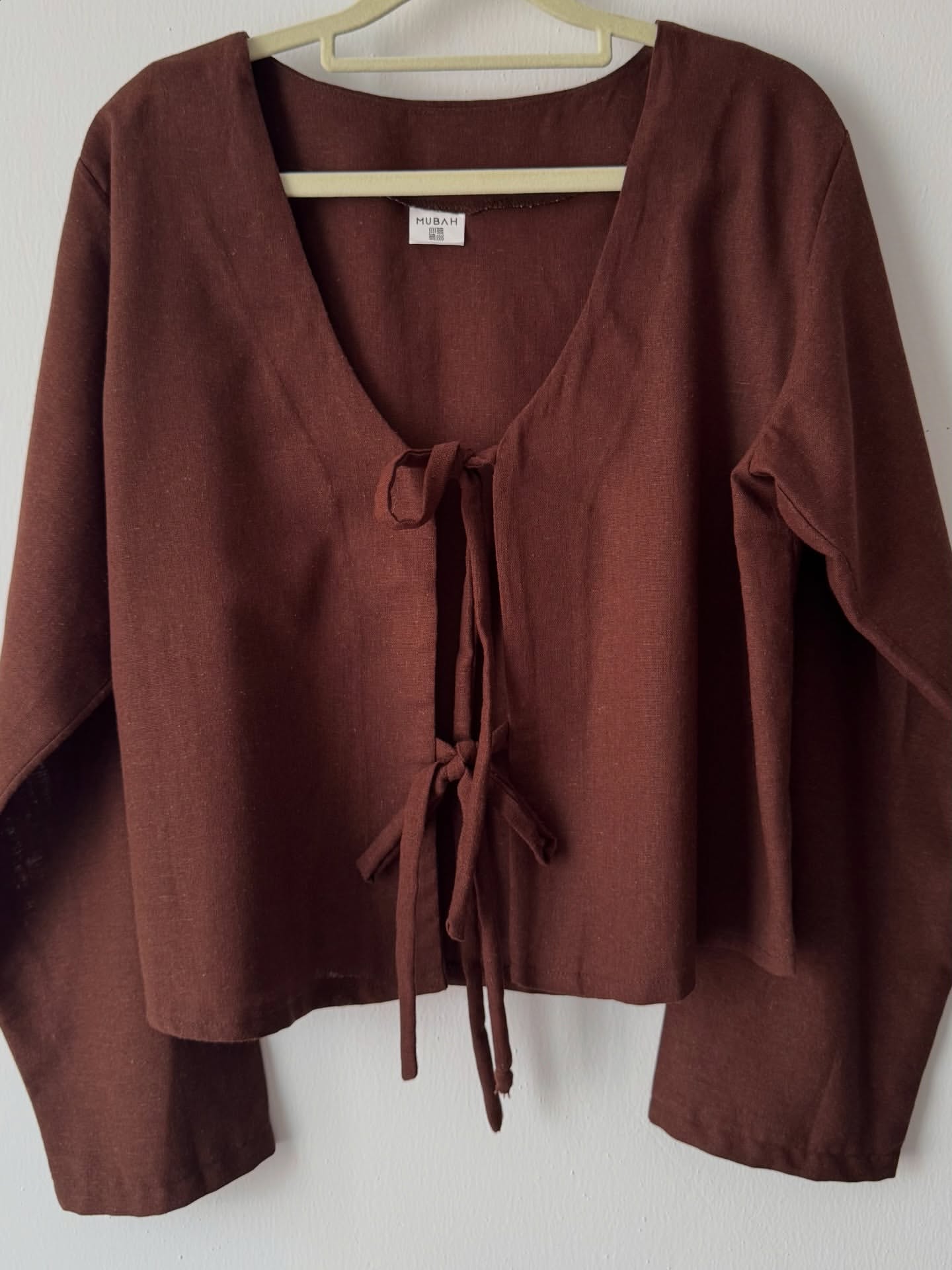 Brown Tie-Front Knit Set